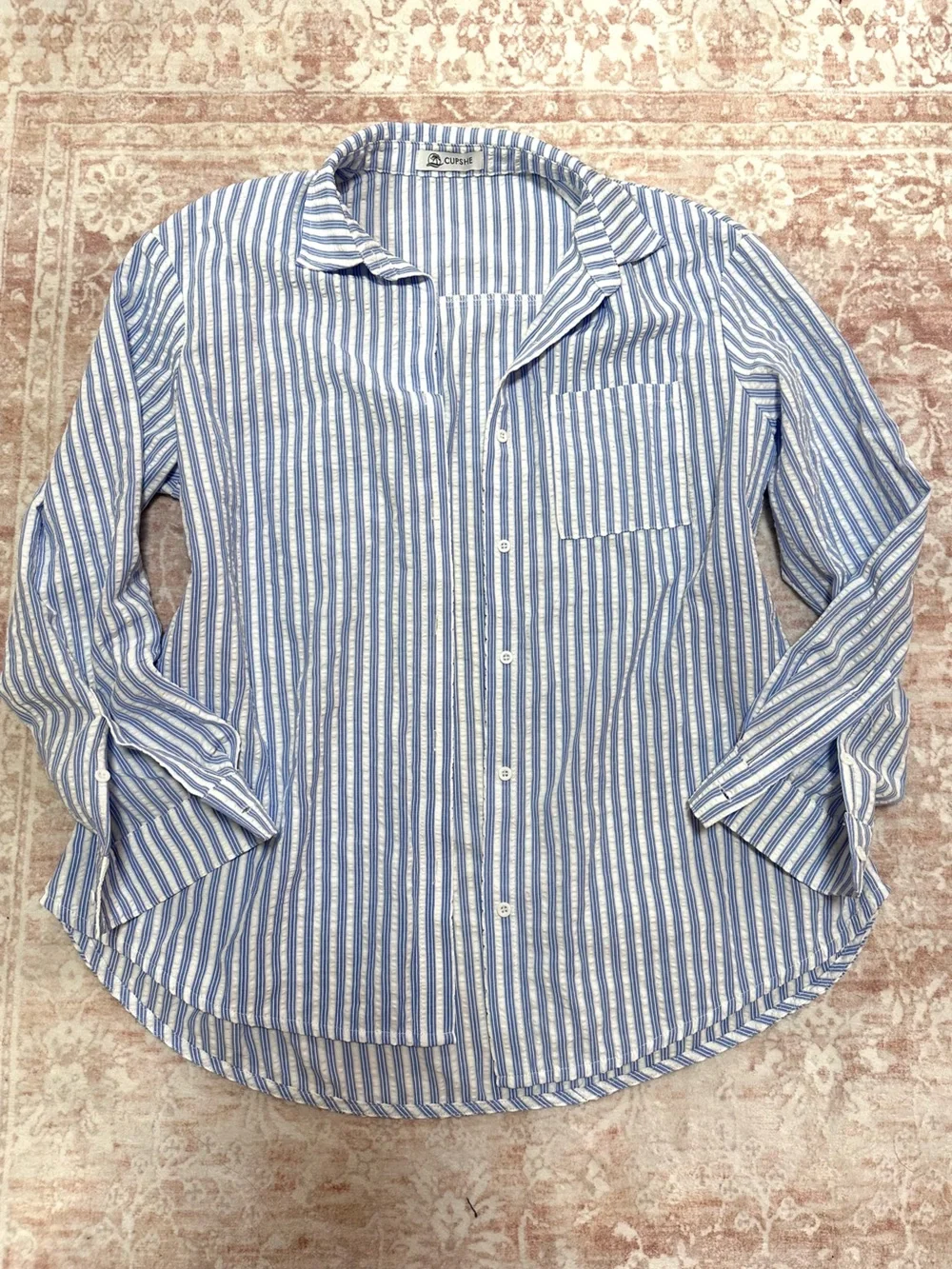 Cupshe 🩵 Swim Cover Up Striped Long Sleeve